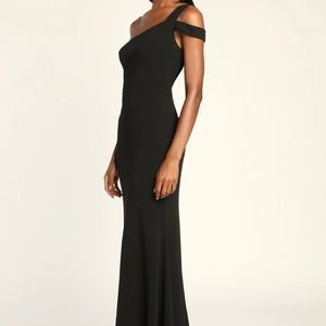 Lulus Black One-Shoulder Mermaid Maxi Dress